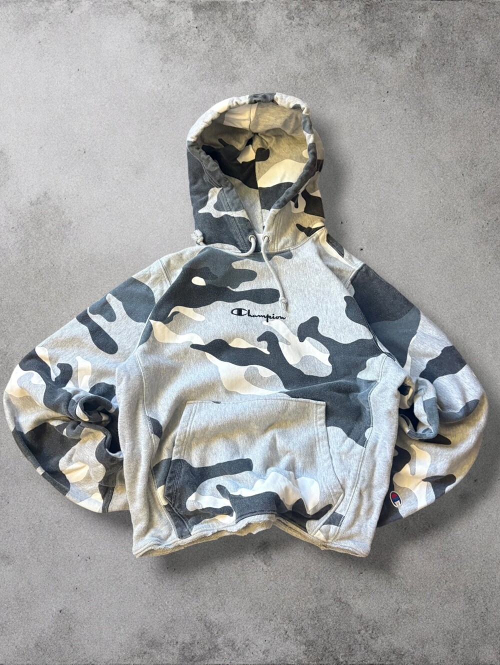 Vintage Champion Reverse Weave Pullover Hoodie Sweatshirt Mens Small Army Camo
